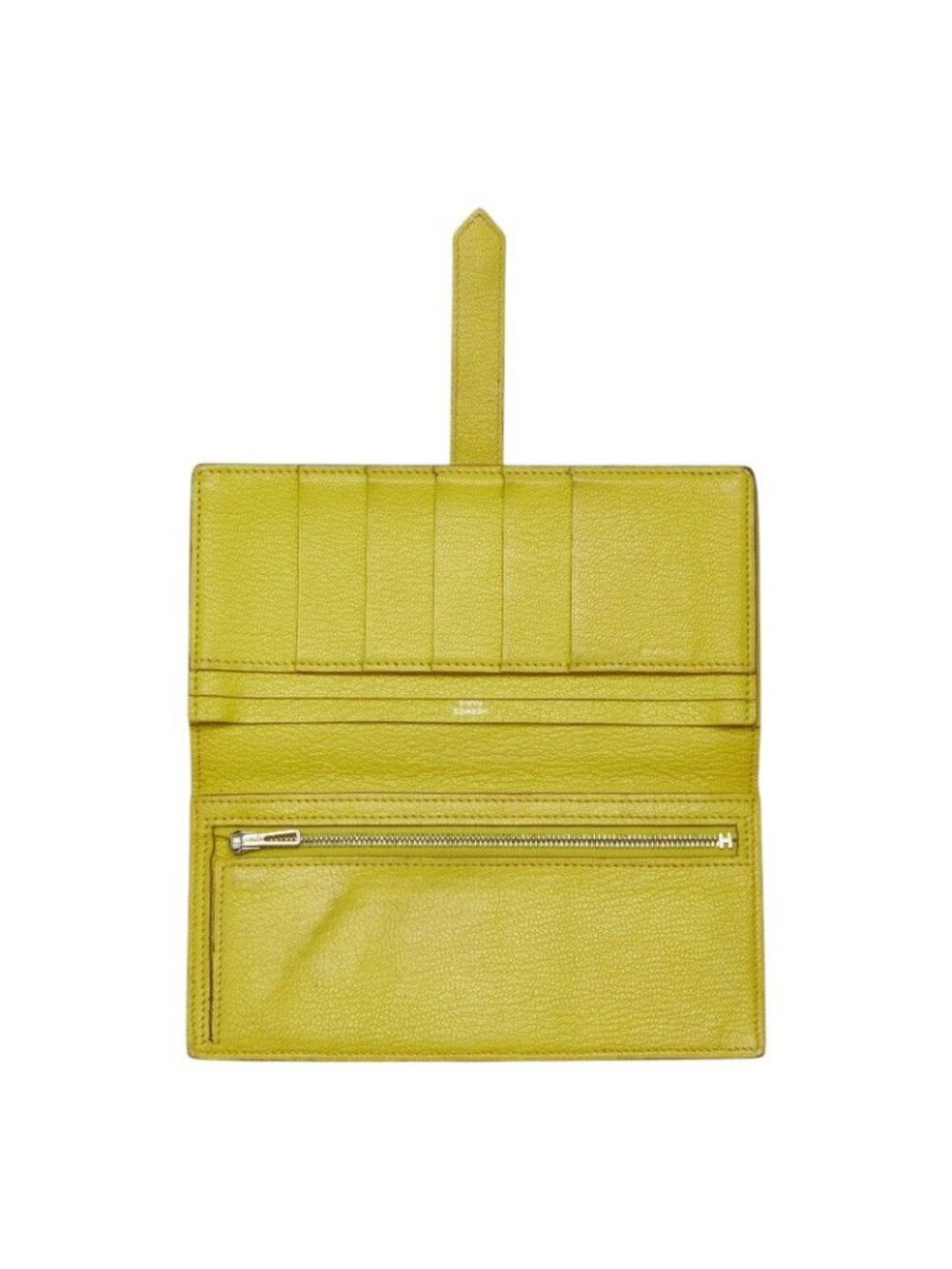Hermes Bearn Souffle Bifold Wallet Lime Yellow Chevre - Picture 6 of 9